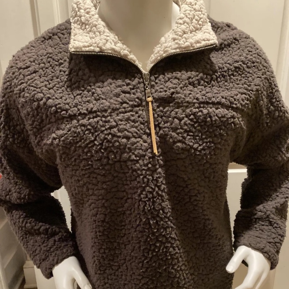 TRUE GRIT American Outdoor Co. Pullover Mens Medium 1/4 Zip Sherpa Fleece